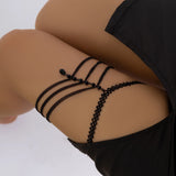 Crystal Charm Leg Chain for Women - Sexy Cross Metal Link Lace Thigh