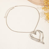 Double Layered Heart Pendant Necklace for Women - Thin Snake Chain Choker