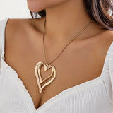 Double Layered Heart Pendant Necklace for Women - Thin Snake Chain Choker