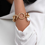 Irregular Pearls Decor Chain Bracelet for Women Men