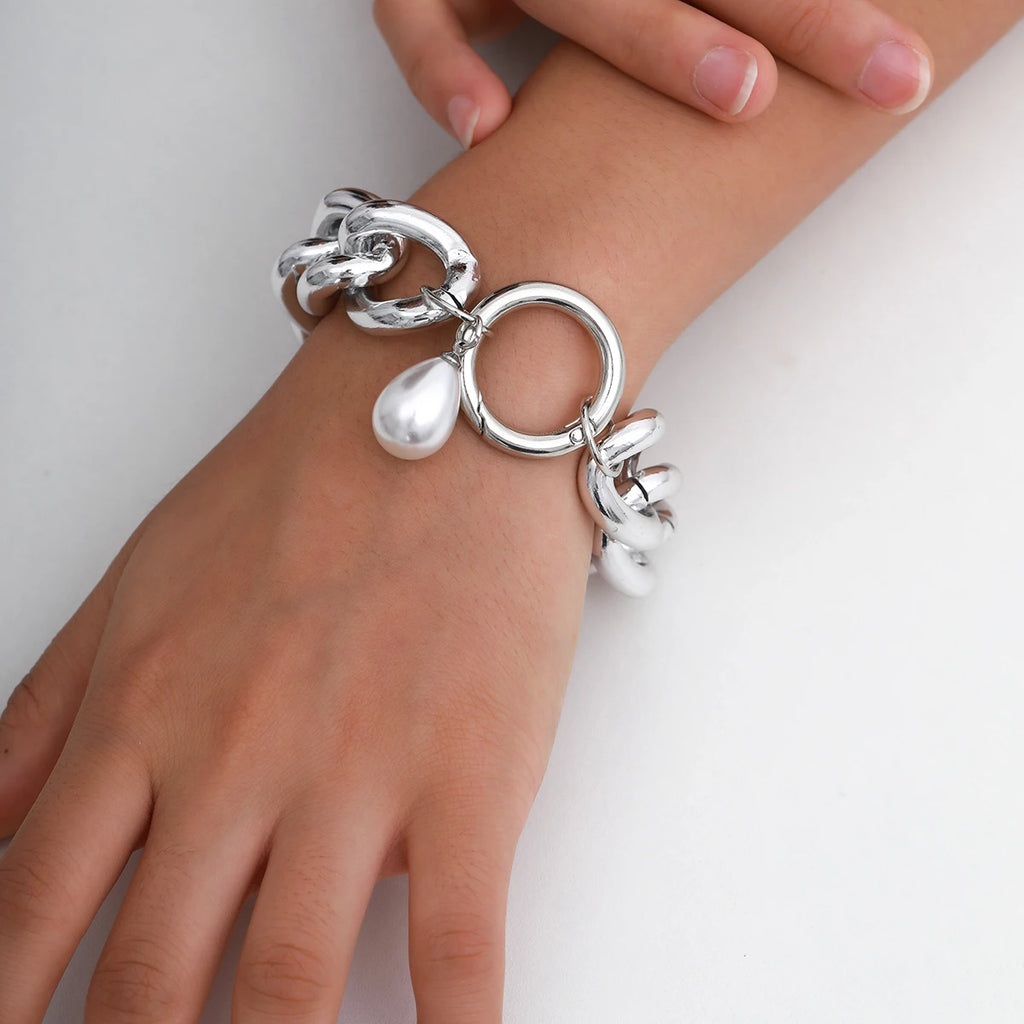 Irregular Pearls Decor Chain Bracelet for Women Men