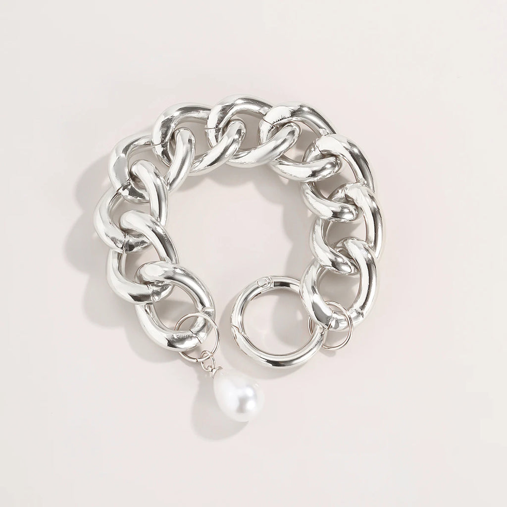 Irregular Pearls Decor Chain Bracelet for Women Men