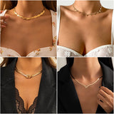 Snake Chain Choker Necklace For Women Men Heart Tassel Jewelry Collar