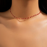 Red Beads Charm Choker Fish Line Necklace for Women