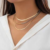 Multilayer Snake Chain Necklace Mix Splicing Link Choker Women Collar