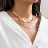 Multilayer Snake Chain Necklace Mix Splicing Link Choker Women Collar