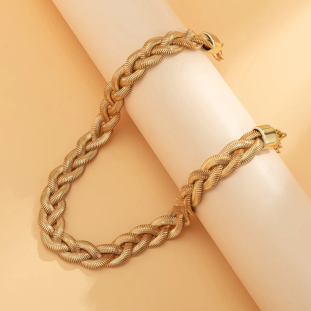 Vintage Twisted Flat Snake Choker Necklace for Women Chunky Chain Jewelry