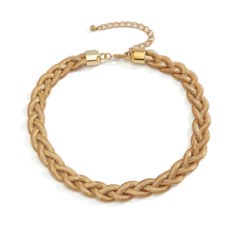 Vintage Twisted Flat Snake Choker Necklace for Women Chunky Chain Jewelry