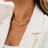 Vintage Twisted Flat Snake Choker Necklace for Women Chunky Chain Jewelry