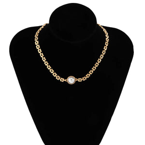 Vintage Pearl Geometric Choker Necklace for Women