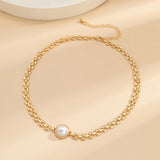 Vintage Pearl Geometric Choker Necklace for Women