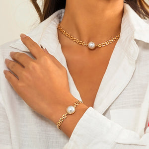 Vintage Pearl Geometric Choker Necklace for Women