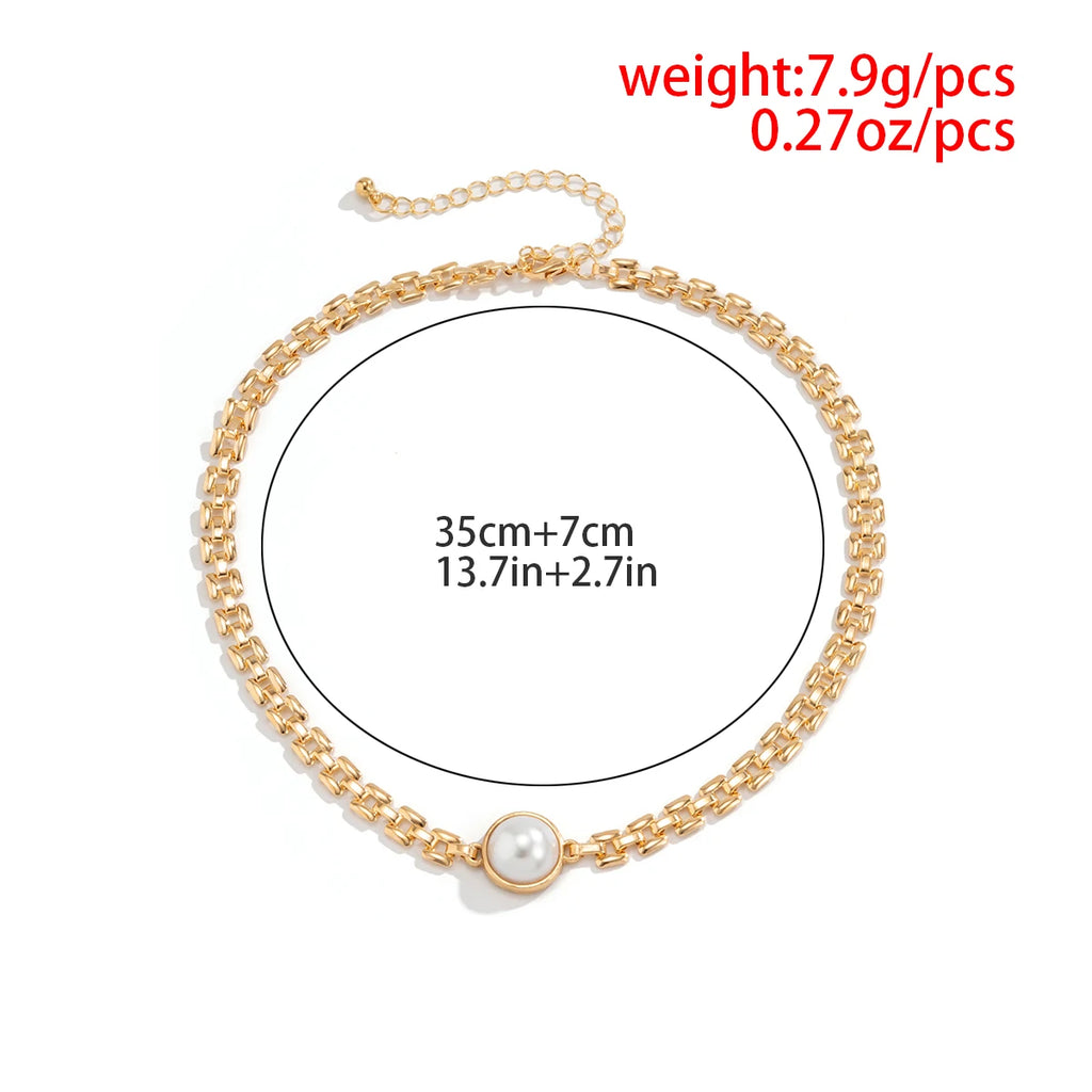 Vintage Pearl Geometric Choker Necklace for Women