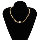 Vintage Pearl Geometric Choker Necklace for Women