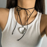 Y2K Heart Necklace Choker for Women DIY Shape Velvet Rope Chain