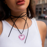 Y2K Heart Necklace Choker for Women DIY Shape Velvet Rope Chain
