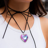 Y2K Heart Necklace Choker for Women DIY Shape Velvet Rope Chain