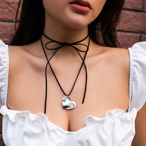 Y2K Heart Necklace Choker for Women DIY Shape Velvet Rope Chain