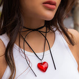 Y2K Heart Necklace Choker for Women DIY Shape Velvet Rope Chain