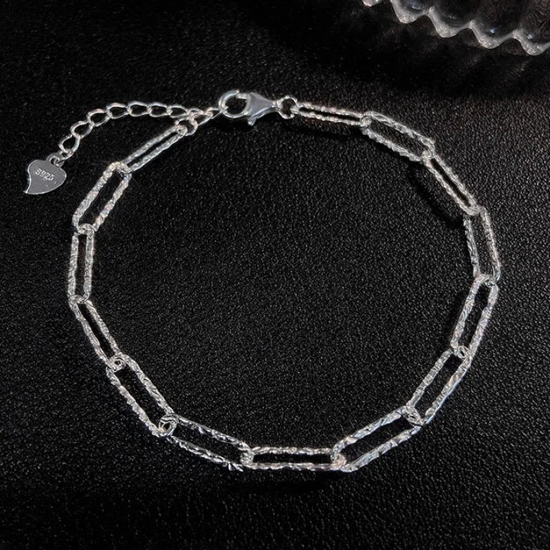 925 Silver Bracelet Classic Heart Chain Jewelry Romantic Gift