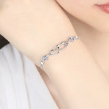 925 Silver Bracelet Purple Zircon Heart Couple Gift