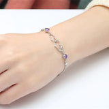 925 Silver Bracelet Purple Zircon Heart Couple Gift