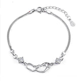 925 Silver Bracelet Purple Zircon Heart Couple Gift