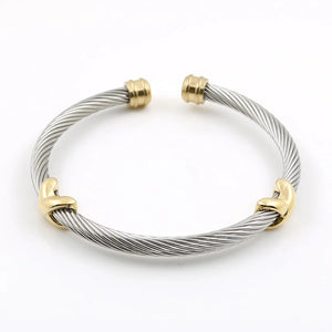 Charming Stripe Wire Cable Bangle Bracelet Men Women