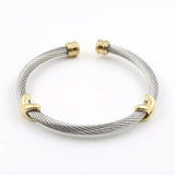 Charming Stripe Wire Cable Bangle Bracelet Men Women