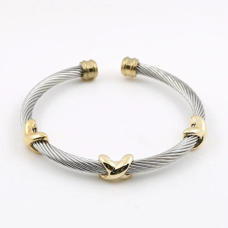 Charming Stripe Wire Cable Bangle Bracelet Men Women