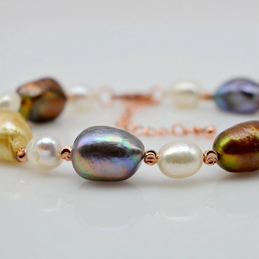 Vintage Red Freshwater Pearl Bracelet for Women