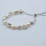 Freshwater Pearl Silver Bracelet Colorful Baroque Pearl Adjustable Bracelet