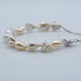 Freshwater Pearl Silver Bracelet Colorful Baroque Pearl Adjustable Bracelet