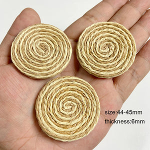 Rattan Braided Earrings Round Raffia Charm For Summer Holiday