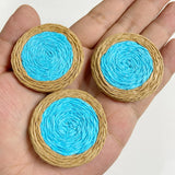 Rattan Braided Earrings Round Raffia Charm For Summer Holiday