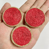 Rattan Braided Earrings Round Raffia Charm For Summer Holiday