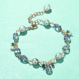 Crystal Pearl Charm Bracelet Girl Bangle Jewelry Women Gift