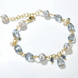 Crystal Pearl Charm Bracelet Girl Bangle Jewelry Women Gift