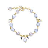Crystal Pearl Charm Bracelet Girl Bangle Jewelry Women Gift