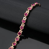 Pink Crystal Rhinestone Bracelet Magnetic Chain Link Jewelry