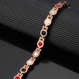 Pink Crystal Rhinestone Bracelet Magnetic Chain Link Jewelry