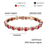 Pink Crystal Rhinestone Bracelet Magnetic Chain Link Jewelry