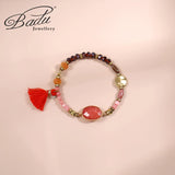 Crystal Stone Bracelet Glass Beads Tassel Girl Charm Small Bracelet
