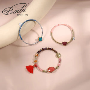 Crystal Stone Bracelet Glass Beads Tassel Girl Charm Small Bracelet