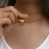 Happy Sad Layer Necklace Hiphop Stainless Steel 18K Necklace