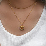 Happy Sad Layer Necklace Hiphop Stainless Steel 18K Necklace