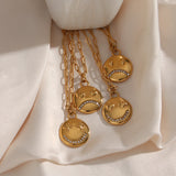 Happy Sad Layer Necklace Hiphop Stainless Steel 18K Necklace