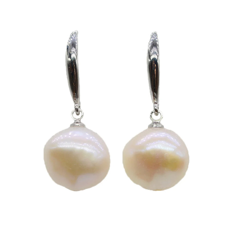 Baroque 925 Silver Drop Earrings Natural Freshwater Pearl