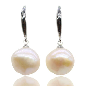 Baroque 925 Silver Drop Earrings Natural Freshwater Pearl