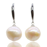 Baroque 925 Silver Drop Earrings Natural Freshwater Pearl